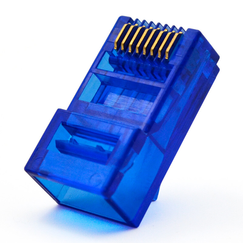 康普金六类千兆网线水晶头 蓝色百颗装，构建高效网络基石